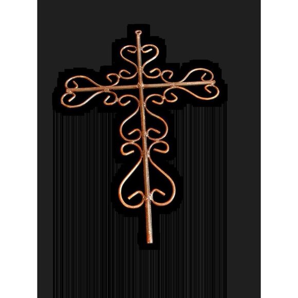 Cross Wrought Iron Hand Forged & Welded Wall Hanging Christian Crucifix 22 x 15 - Picture 5 of 10